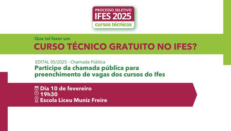 Chamada Pública - oferta de vagas para cursos técnicos