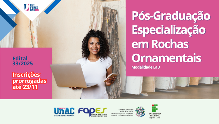 Inscrições abertas para o Processo Seletivo - Pós-Graduação Especialização em Rochas Ornamentais