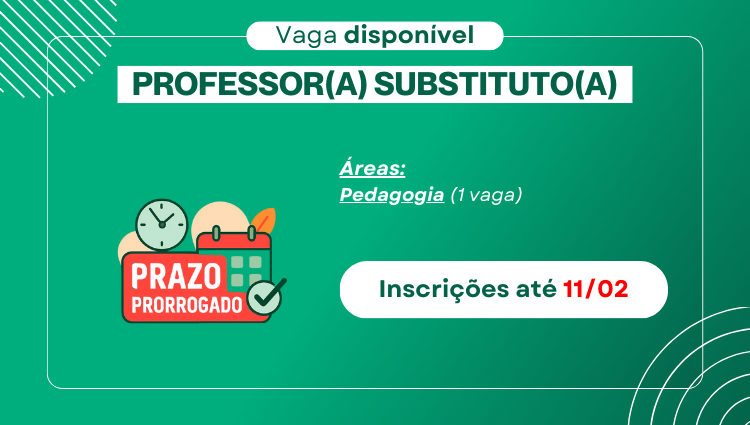Inscrições para contratação de professor substituto na área de Pedagogia